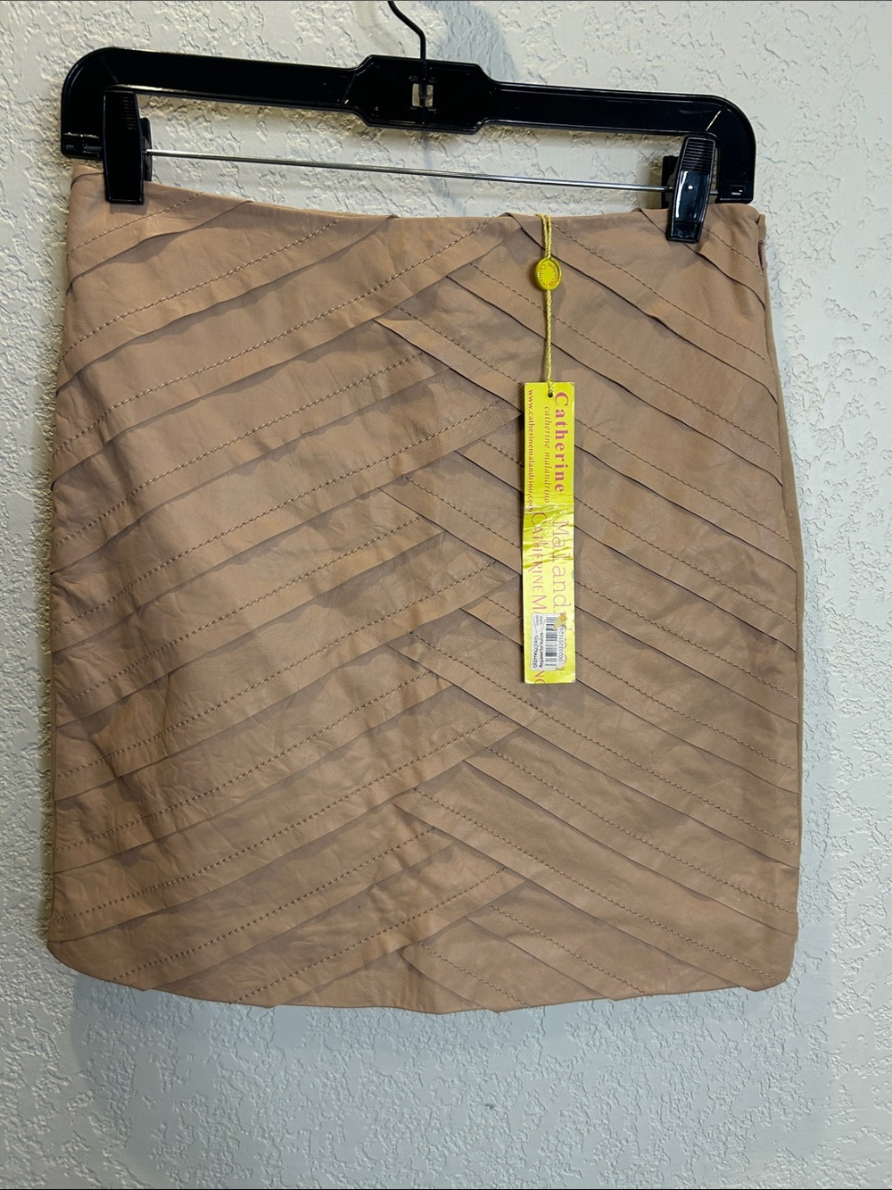 Catherine Malandrino Tan Chevron-Detail Mini Skirt